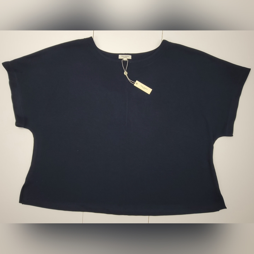 Max Studio Top Navy Blue with thread trim & Wide Leg Trousers Set 3X MSRP $198 - Picture 2 of 16